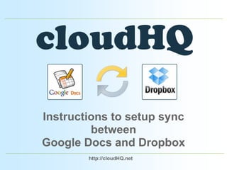 Instructions to setup sync between Google Docs and Dropbox http://cloudHQ.net 