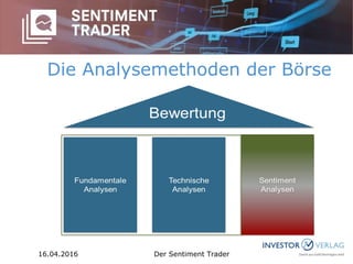 Die Analysemethoden der Börse
16.04.2016 Der Sentiment Trader
 