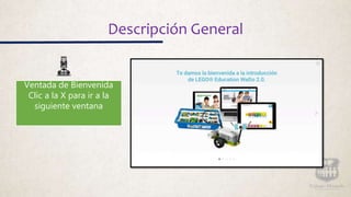 Descripción General
Ventada de Bienvenida
Clic a la X para ir a la
siguiente ventana
 