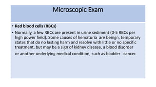 8 Rbcs urine analysis labortory diagnosisn work ppt | PPTX