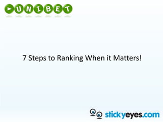 7 Steps to Ranking When it Matters! 