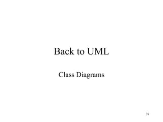 39
Back to UML
Class Diagrams
 