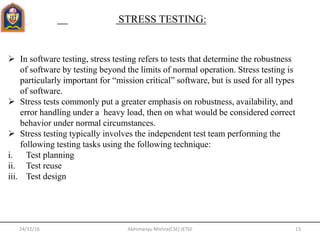 Stress Testing In Software Engineering Software Engineering unit 4 | PPTX