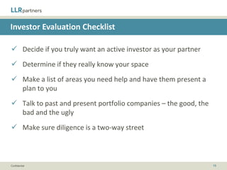 Questions




               Justin Reger, LLR Partners

                jreger@llrpartners.com
                     215-717-2900
                  www.llrpartners.com
                 Twitter: @LLRPartners



Confidential                                15
 