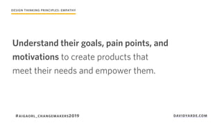 Understand their goals, pain points, and
motivations to create products that
meet their needs and empower them.
DESIGN THI...