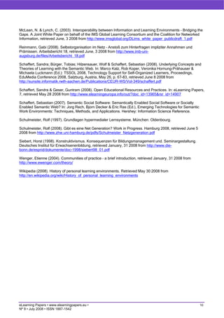 On the way towards Personal Learning Environments: Seven crucial aspects