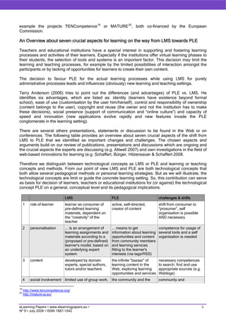 On the way towards Personal Learning Environments: Seven crucial aspects