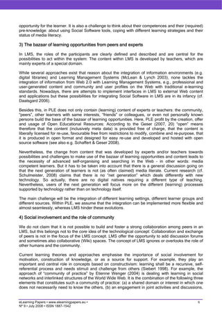 On the way towards Personal Learning Environments: Seven crucial aspects