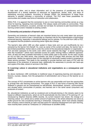 On the way towards Personal Learning Environments: Seven crucial aspects