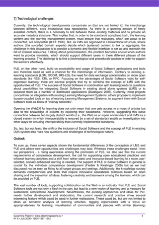 On the way towards Personal Learning Environments: Seven crucial aspects