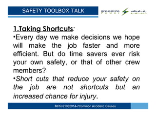 SAFETY TOOLBOX TALK: Seven Common Accident Causes | PPT