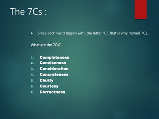 Seven c's of business communication | PPT