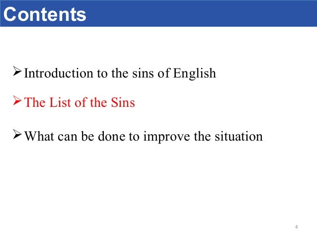 Seven Deadly Sins Of English Seven Deadly Sins Of English