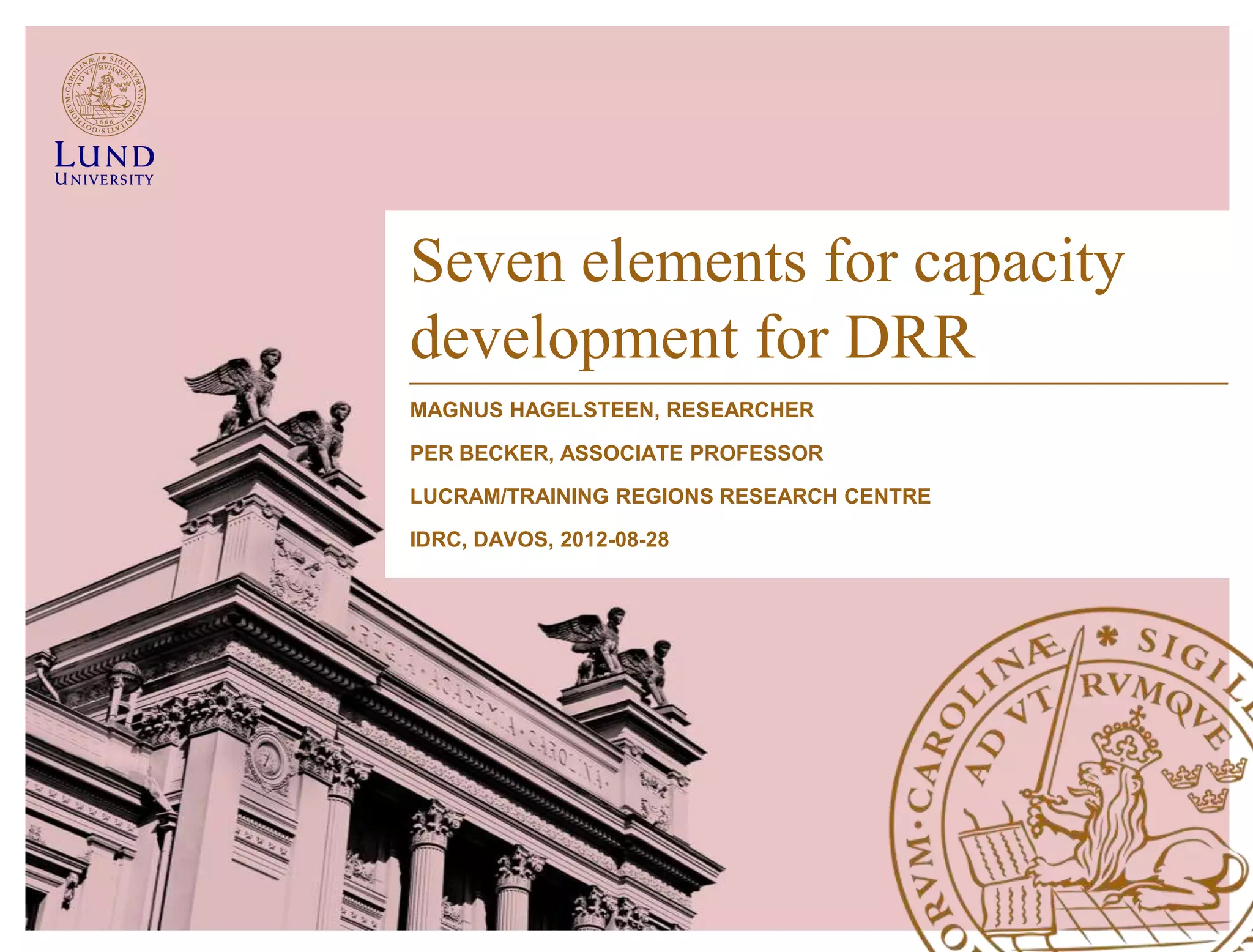 Seven elements for capacity development for disaster risk reduction | PPT