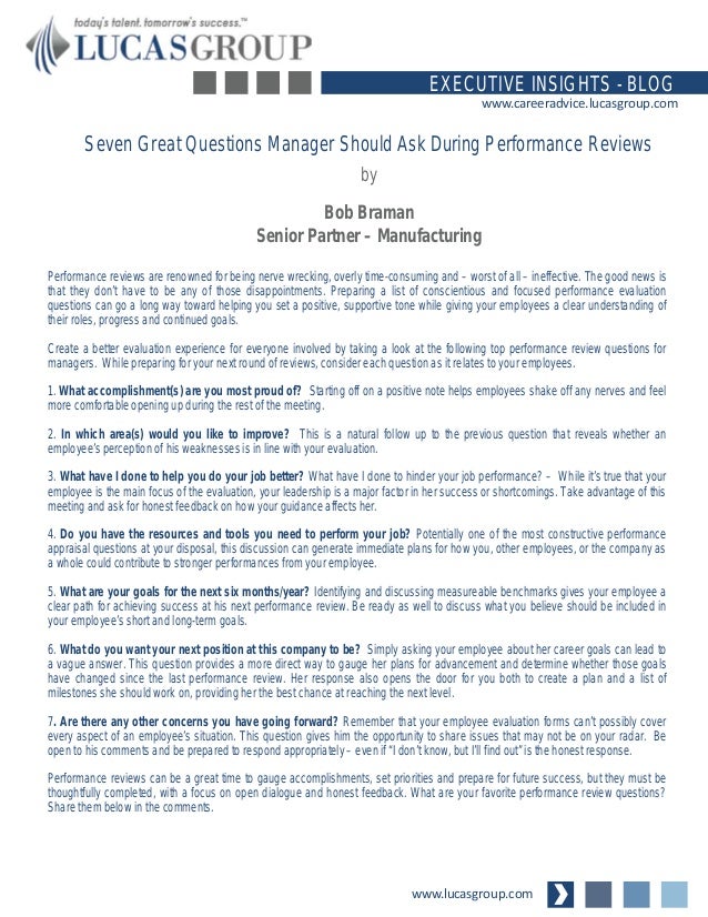 employee evaluation questions