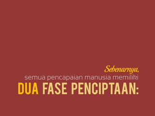 Dua Fase penciptaan:Dua Fase penciptaan:
Sebenarnya,
semua pencapaian manusia memiliki
 