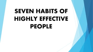 SEVEN HABITS OF
HIGHLY EFFECTIVE
PEOPLE
 