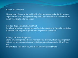 SEVEN HABITS OF HIGHLY EFFECTIVE PEOPLE | PPTX