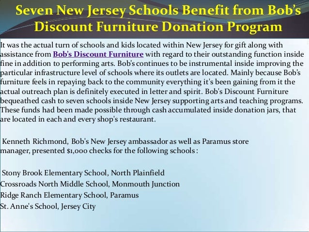 Seven New Jersey Schools Benefit From Bob S Discount Furniture Donati