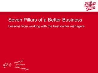Seven Pillars of a Better Business Lessons from working with the best owner managers 