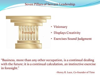 Seven Pillars of Servant Leadership




                                     • Visionary
               Foresight         ...
