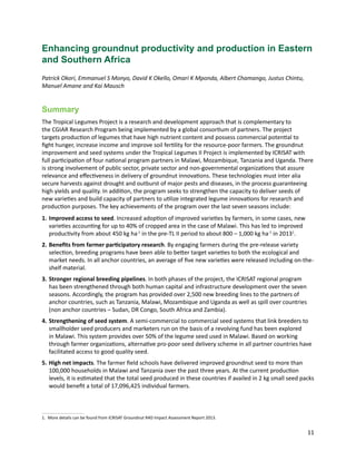 Seven seasons of learning and engaging smallholder farmers in the drought-prone areas of sub-Saharan Africa and South Asia through Tropical Legumes 