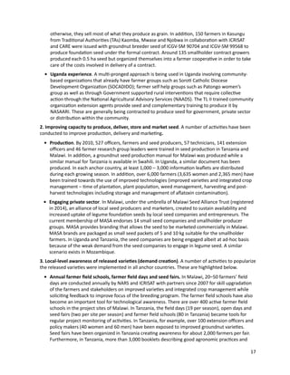 Seven seasons of learning and engaging smallholder farmers in the drought-prone areas of sub-Saharan Africa and South Asia through Tropical Legumes 