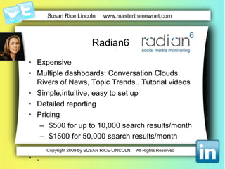 Key questions?Do youseeobvious areas thatneed to bechanged?Type of conversationSubject of conversationTone of conversationOverallpresenceImprovement in target audience