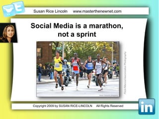 Social Media is not immediateYou are used to the high velocity of mass media:Turn on an ad or promotion and see immediate resultsThe slow and steady of social media may frustrate 