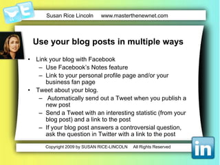 Use your blog post in multiple waysEdit your blog post for article directoriesUpload your article on Ezinearticles.comPublishers of ezines/newsletters/blogs use content from Ezinearticles.com in their publications, giving credit to the author with a link to your websiteGreat way to drive traffic to your website and establish yourself as a thought leaderDepending on the size of your blog, you may be able to submit several articles from one blog post. 