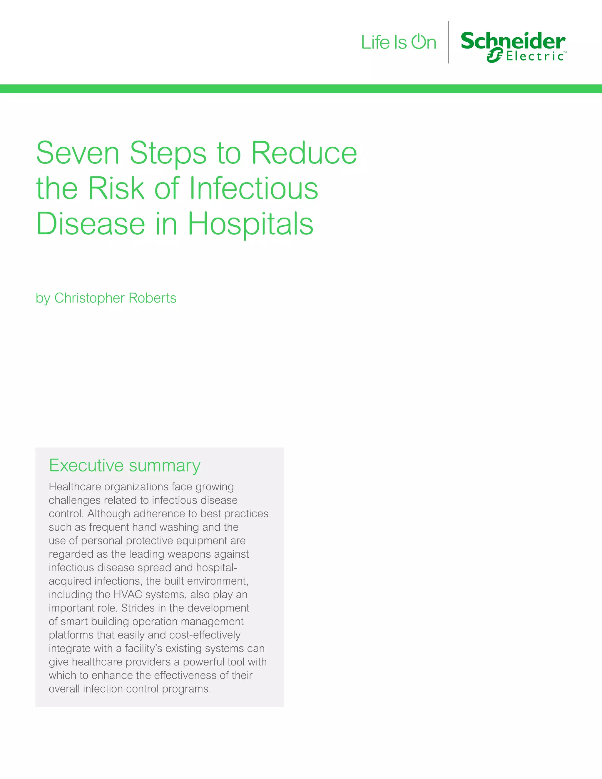 Seven steps to reduce the risk of infectious disease in hospitals | PDF