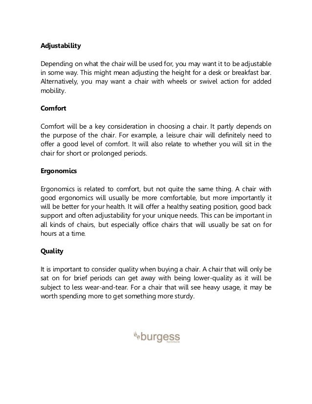 Seven things to consider when buying a chair