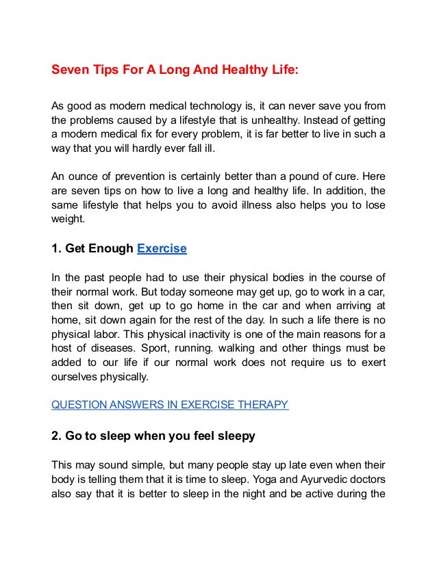 Seven tips for a long and healthy life