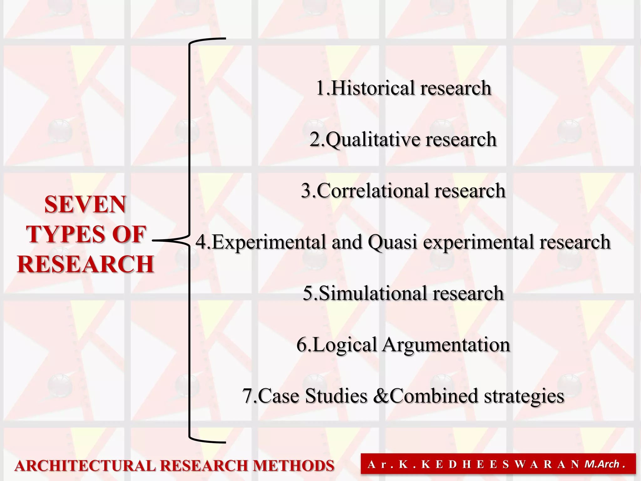 Seven types of research methology by linda grout & david wang | PDF