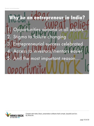 Seven Uncommoners 
Created with Haiku Deck, presentation software that's simple, beautiful and fun. 
By Alicia Kit 
page 19 of 20 
 