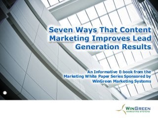 An Informative E-book from the
Marketing White Paper Series Sponsored by
WinGreen Marketing Systems
An Informative E-book from the
Marketing White Paper Series Sponsored by
WinGreen Marketing Systems
 