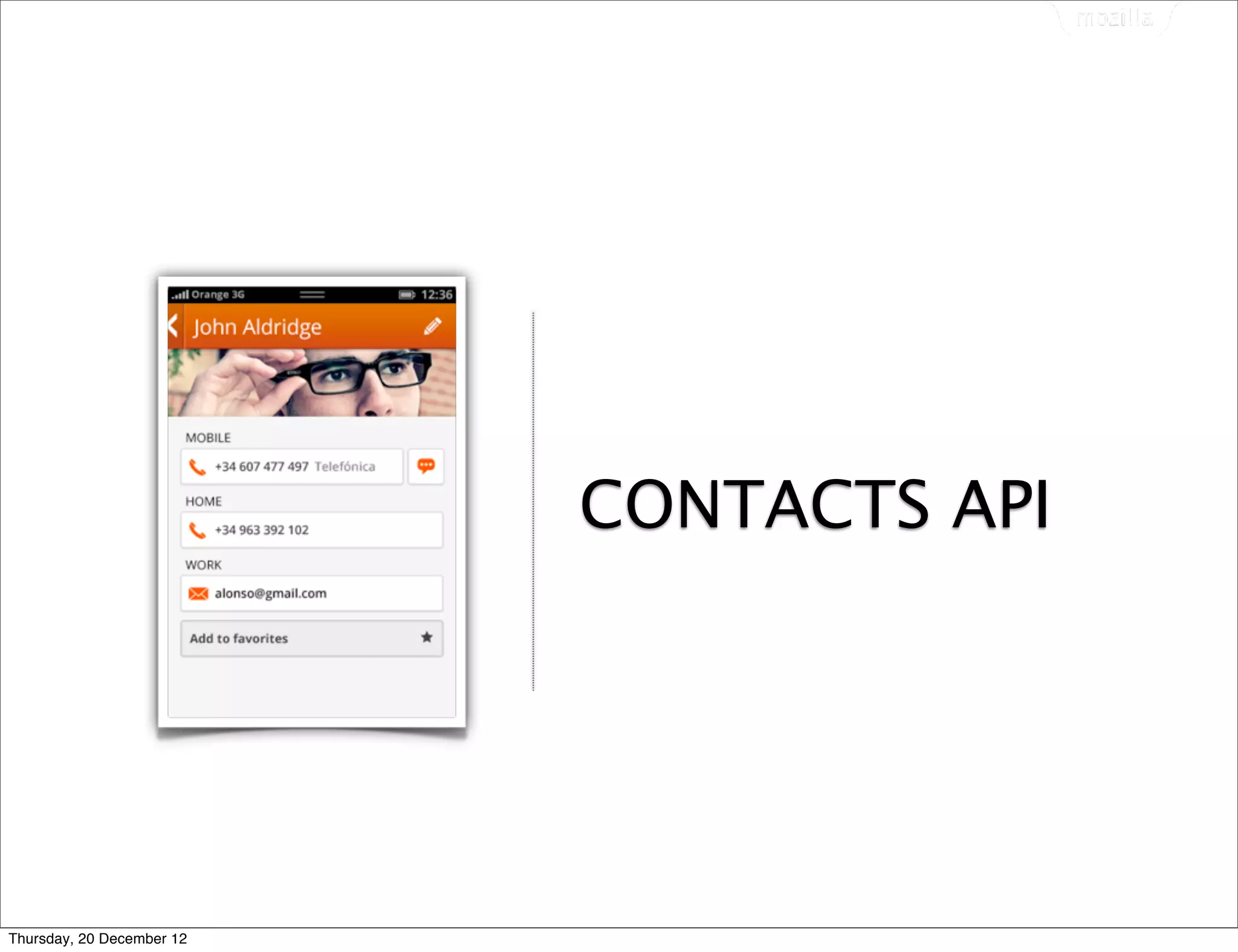 CONTACTS API




Thursday, 20 December 12
 