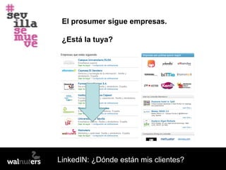 El prosumer sigue empresas.

 ¿Está la tuya?




LinkedIN: ¿Dónde están mis clientes?
 