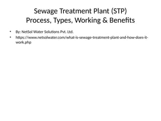 Sewage Treatment Plant Working Process Netsol Water | PPTX