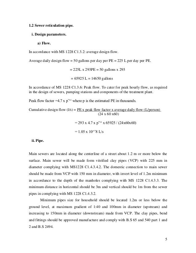 Sewage Treatment Plant Design Calculation
