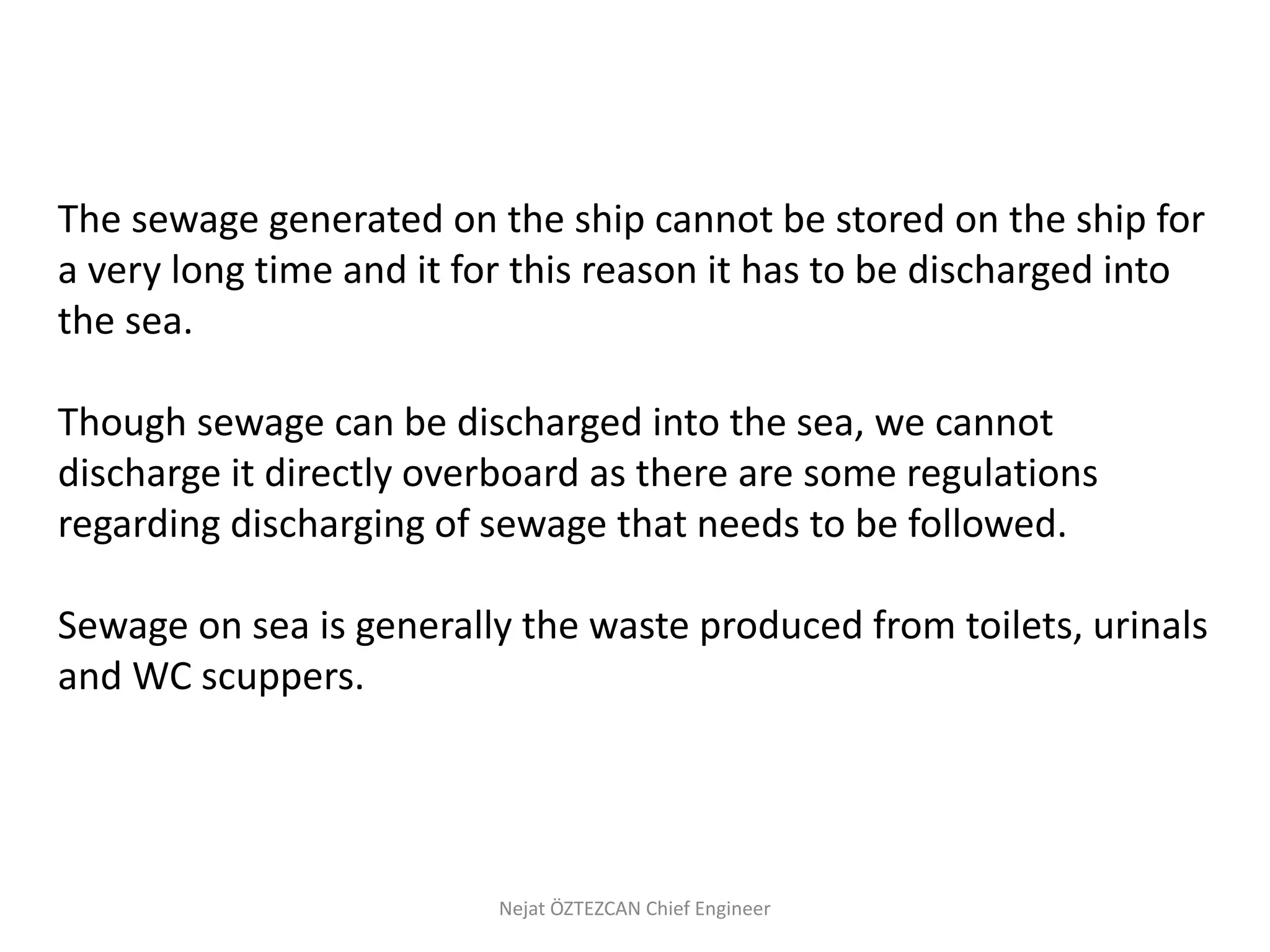 Sewage treatment plant on a ship | PPTX