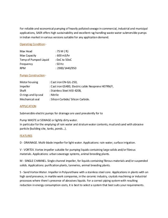 Sewage waste water submersible pumps