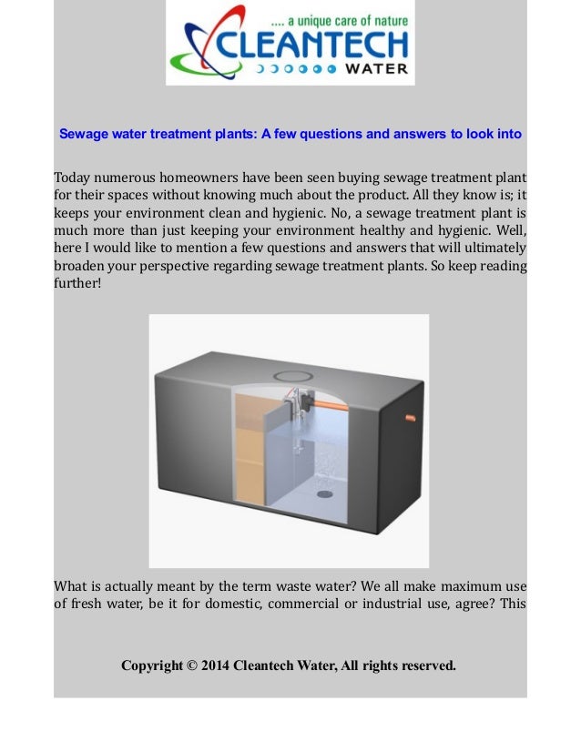 Sewage water treatment plants: A few questions and answers to look in…