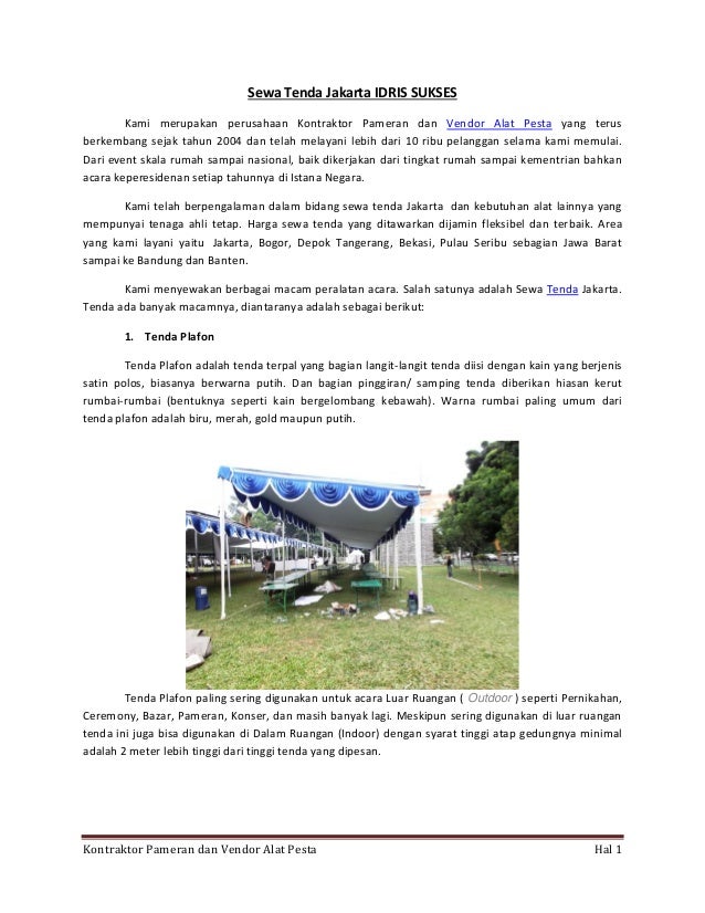 Sewa tenda jakarta idris sukses