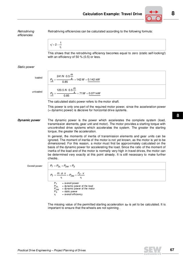 Sew drive calculation