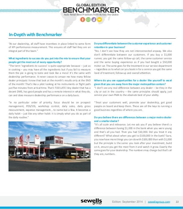 Sewells Group Global Edition Benchmarker September 2014