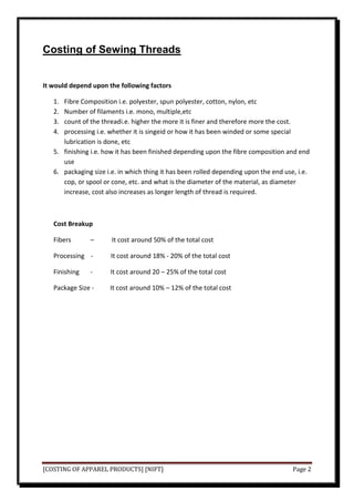 Cost Thread Sewing threads1 | DOCX
