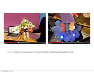 more at https://www.youtube.com/channel/UCFa0k-fakkp9nN5b1UazKNw/videos 
Monday, September 22, 14 
 