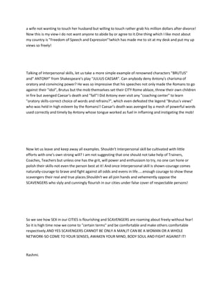 Sex, City,Scavengers And I nterpersonnel Skills | PDF