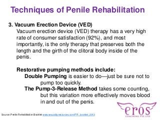 Techniques of Penile Rehabilitation
3. Vacuum Erection Device (VED)
Vacuum erection device (VED) therapy has a very high
r...